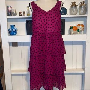 Torrid Pink Polka‎ Dot Tiered Dress Size 14